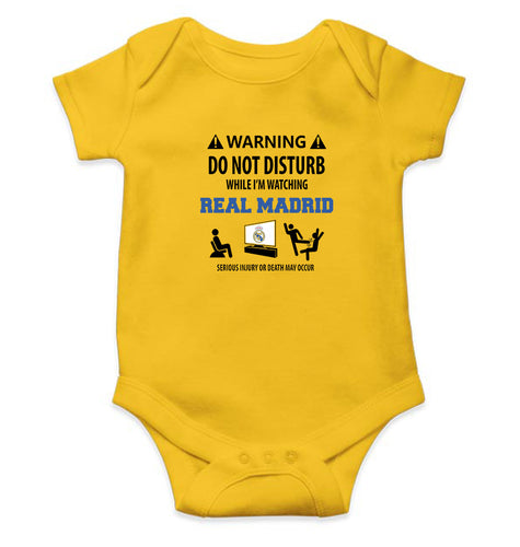 Warning Real Madrid Kids Romper For Baby Boy/Girl-0-5 Months(18 Inches)-Yellow-Ektarfa.online