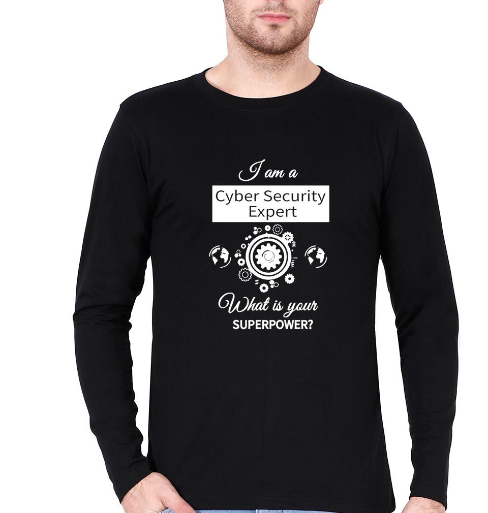 Cyber Security Full Sleeves T-Shirt for Men-Black-Ektarfa.online