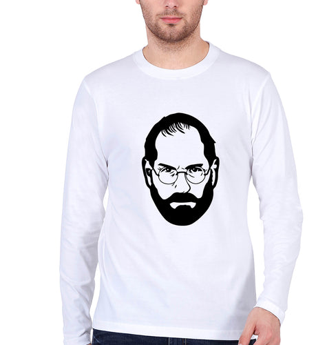 Steve Jobs Full Sleeves T-Shirt for Men-White-Ektarfa.online
