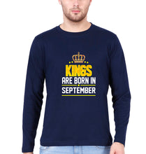 Load image into Gallery viewer, Kings Are Born In September Full Sleeves T-Shirt for Men-Navy Blue-Ektarfa.online
