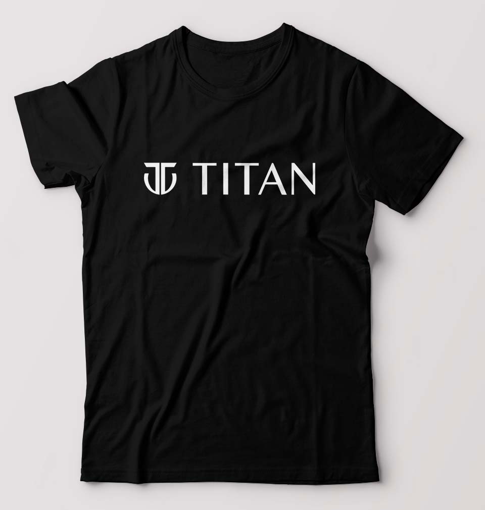 Titan T-Shirt for Men-S(38 Inches)-Black-Ektarfa.online