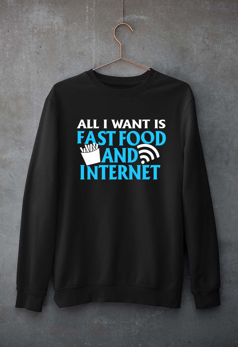 Fast Food and Internet Unisex Sweatshirt for Men/Women-Black-Ektarfa.online