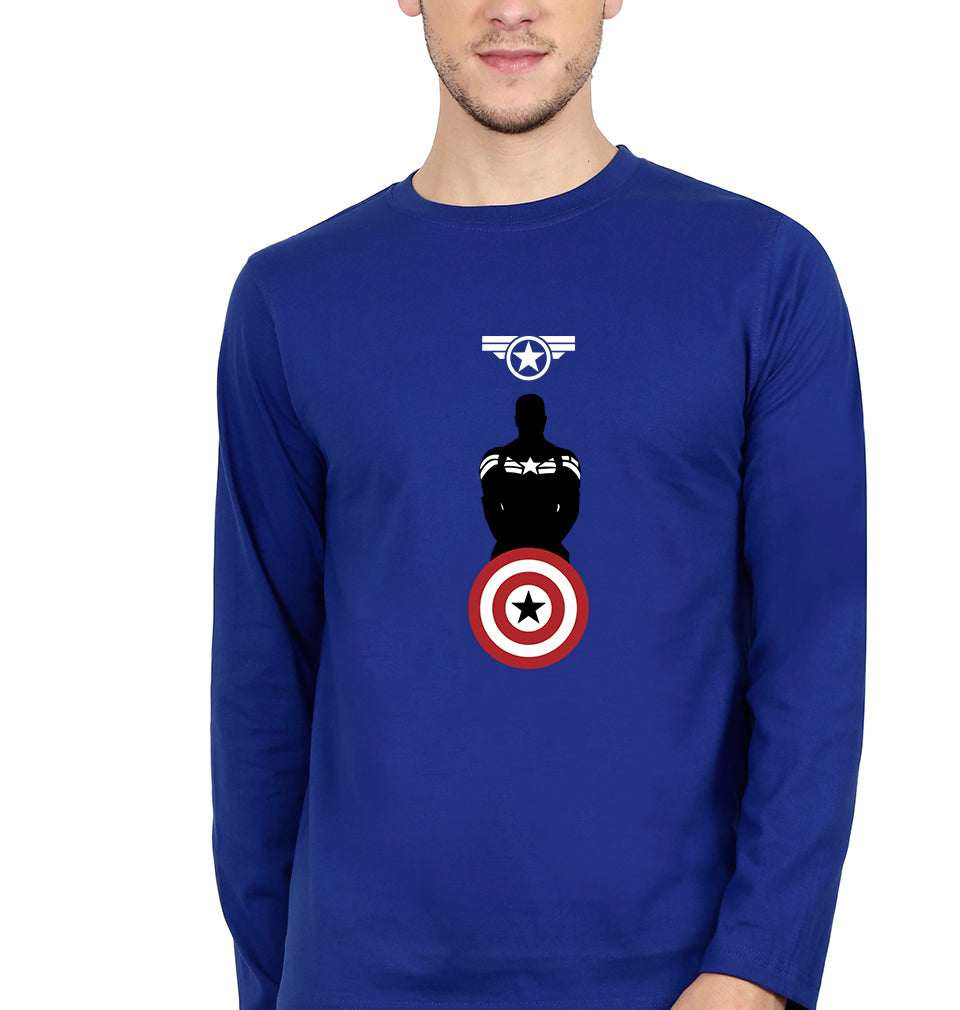 Captain America Full Sleeves T-Shirt for Men-Royal Blue-Ektarfa.online