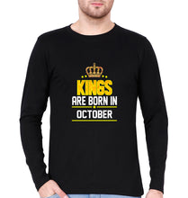 Load image into Gallery viewer, Kings Are Born In October Full Sleeves T-Shirt for Men-Black-Ektarfa.online
