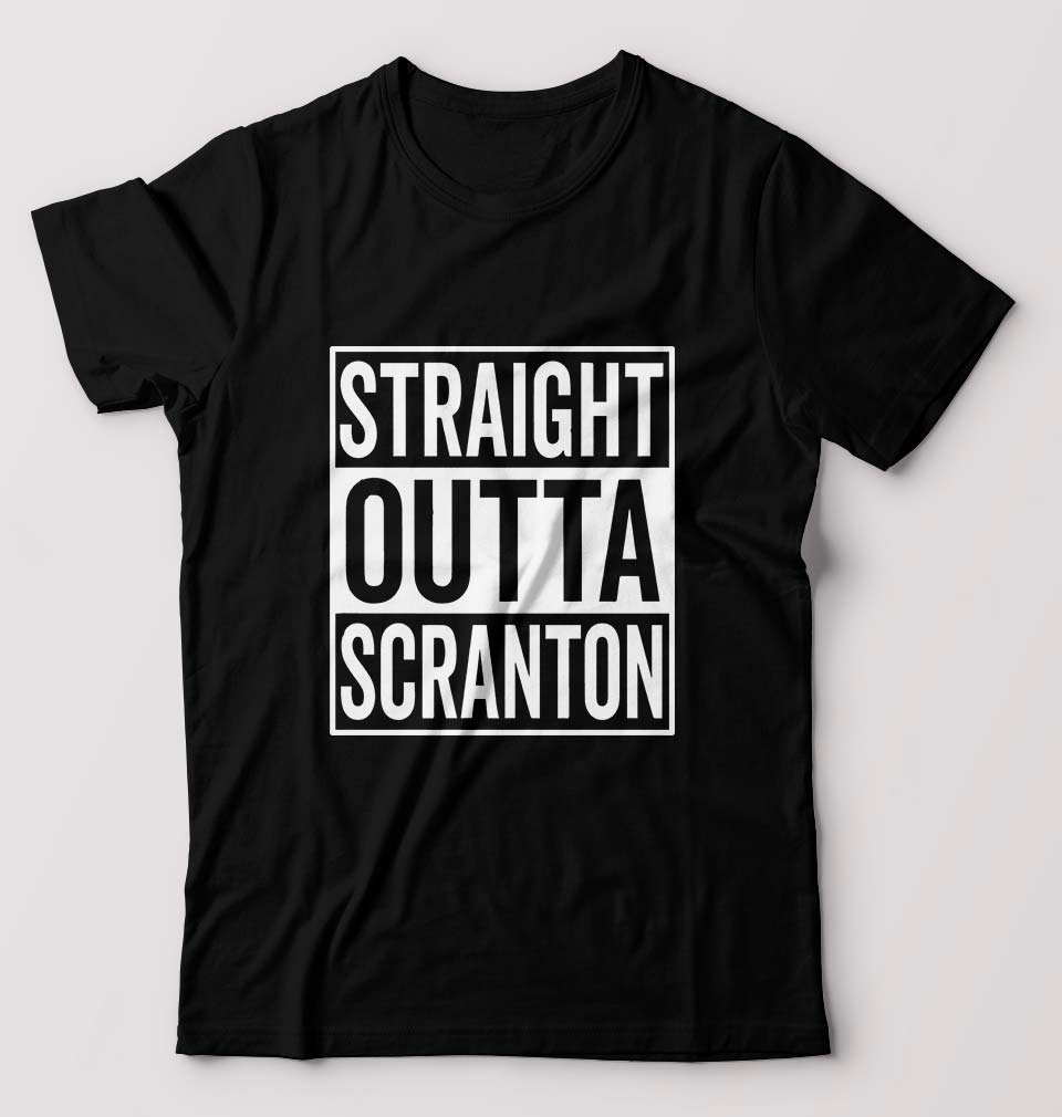 Straight Outta Scranton T-Shirt for Men-S(38 Inches)-Black-Ektarfa.online