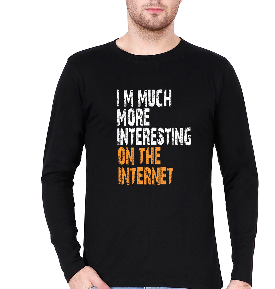 Internet Funny Full Sleeves T-Shirt for Men-Black-Ektarfa.online