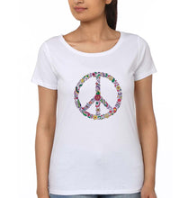 Load image into Gallery viewer, Floral Peace T-Shirt for Women-White-Ektarfa.online
