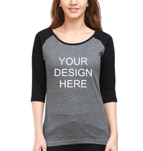 Load image into Gallery viewer, Customized-Custom-Personalized Full Sleeves Raglan T-Shirt for Women-S(34 Inches)-Black-Charcoal-ektarfa.com
