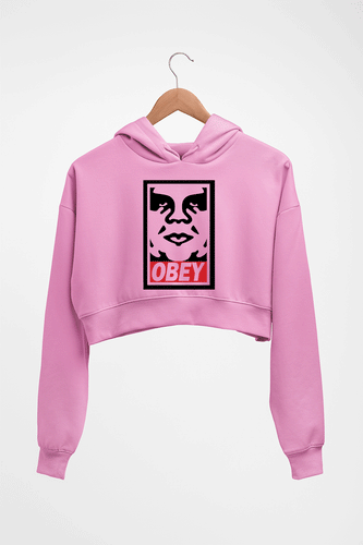 Obey Crop HOODIE FOR WOMEN-Light Baby Pink-Ektarfa.online