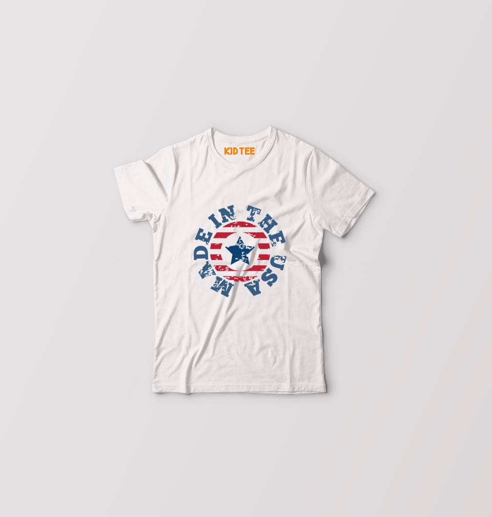 America Kids T-Shirt for Boy/Girl-0-1 Year(20 Inches)-White-Ektarfa.online