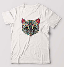 Load image into Gallery viewer, Psychedelic Cat T-Shirt for Men-S(38 Inches)-White-Ektarfa.online
