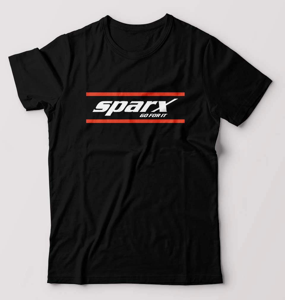 Sparx T-Shirt for Men-S(38 Inches)-Black-Ektarfa.online
