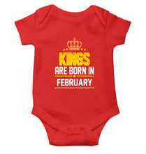 Load image into Gallery viewer, Kings Are Born In February Kids Romper For Baby Boy/Girl-0-5 Months(18 Inches)-RED-Ektarfa.online
