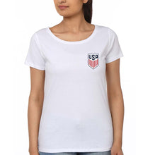 Load image into Gallery viewer, USA Football T-Shirt for Women-XS(32 Inches)-White-Ektarfa.online
