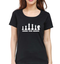 Load image into Gallery viewer, Chess T-Shirt for Women-XS(32 Inches)-Black-Ektarfa.online
