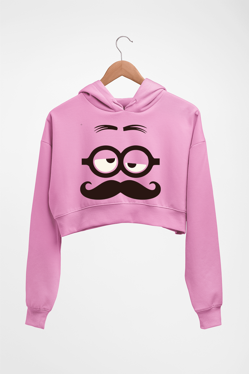 Minion Crop HOODIE FOR WOMEN-Light Baby Pink-Ektarfa.online