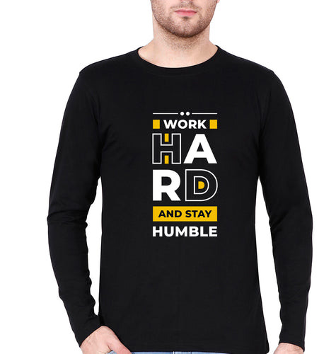 Work Hard Full Sleeves T-Shirt for Men-Black-Ektarfa.online