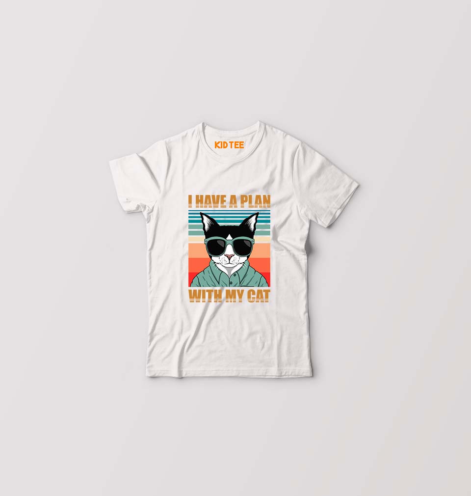 Cat Kids T-Shirt for Boy/Girl-White-Ektarfa.online