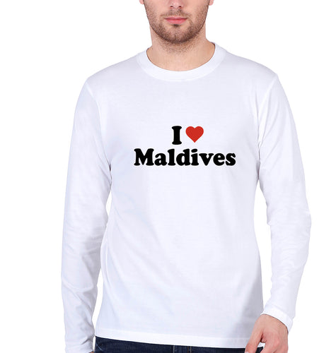 I Love Maldives Full Sleeves T-Shirt for Men-White-Ektarfa.online