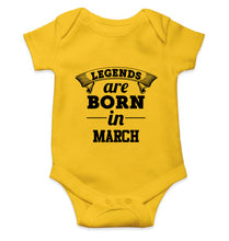 Load image into Gallery viewer, Legends are Born in March Kids Romper For Baby Boy/Girl-0-5 Months(18 Inches)-Yellow-Ektarfa.online
