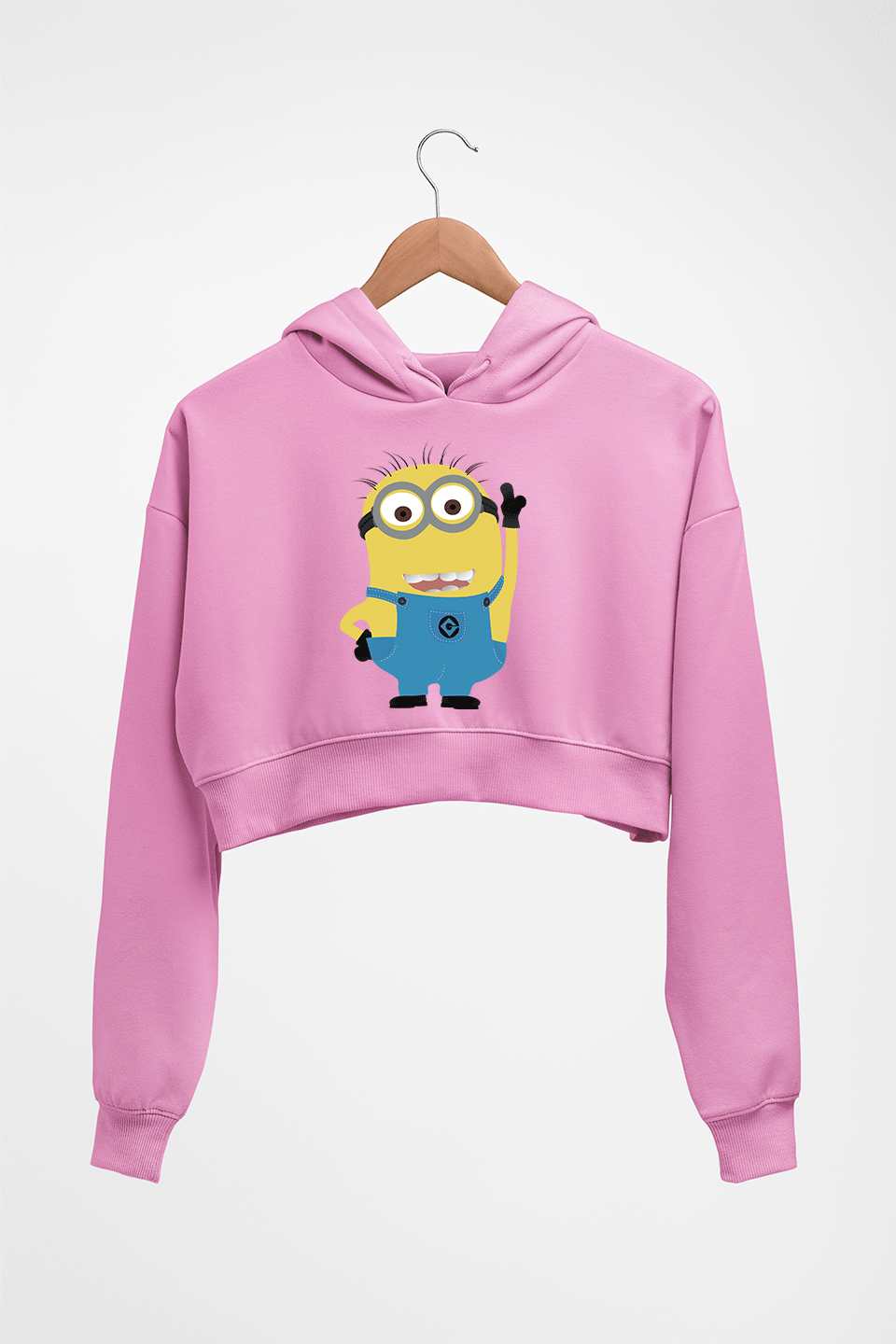 Minion Crop HOODIE FOR WOMEN-Light Baby Pink-Ektarfa.online