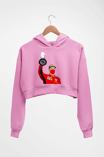 Sebastian Vettel F1 Crop HOODIE FOR WOMEN-Light Baby Pink-Ektarfa.online