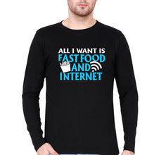 Load image into Gallery viewer, Fast Food and Internet Full Sleeves T-Shirt for Men-Black-Ektarfa.online

