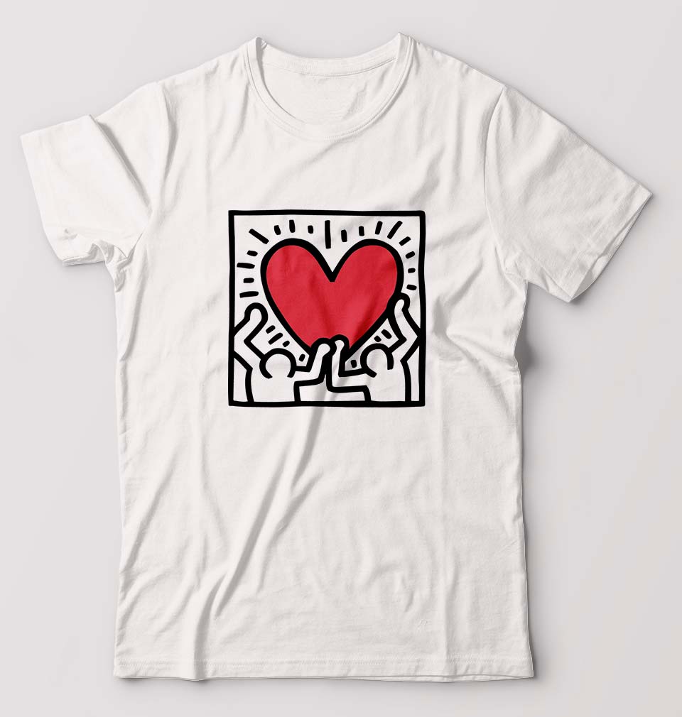 Keith Haring T-Shirt for Men-S(38 Inches)-White-Ektarfa.online