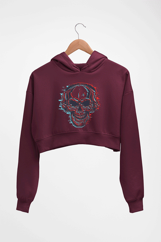 Skull Crop HOODIE FOR WOMEN-Maroon-Ektarfa.online