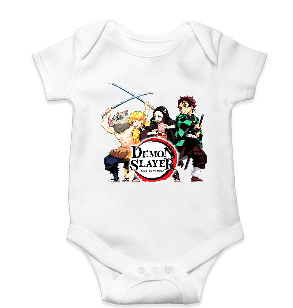 Demon Slayer Kids Romper For Baby Boy/Girl-0-5 Months(18 Inches)-White-Ektarfa.online