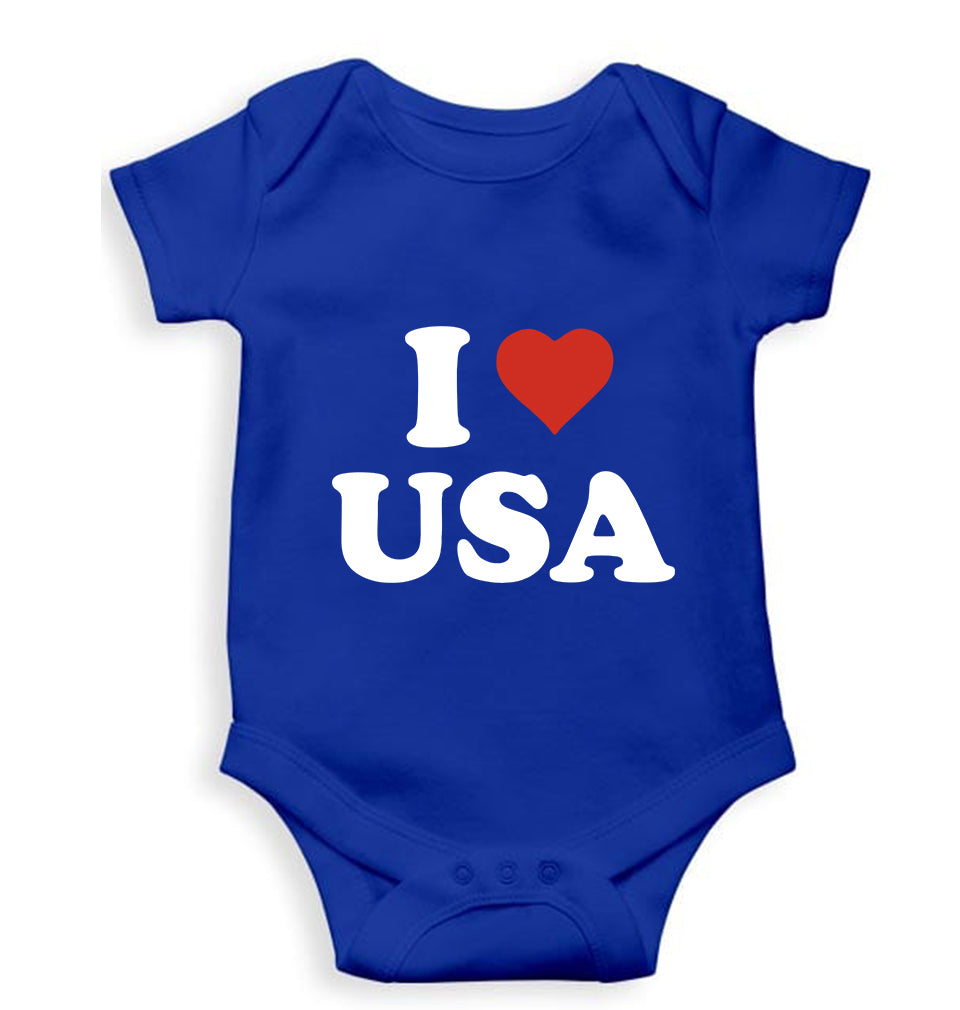 I Love USA Kids Romper For Baby Boy/Girl-0-5 Months(18 Inches)-Royal Blue-Ektarfa.online