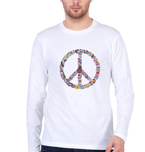 Load image into Gallery viewer, Floral Peace Full Sleeves T-Shirt for Men-White-Ektarfa.online
