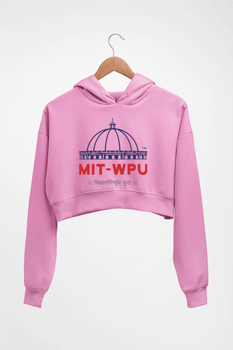 MIT World Peace University Crop HOODIE FOR WOMEN-Light Baby Pink-Ektarfa.online