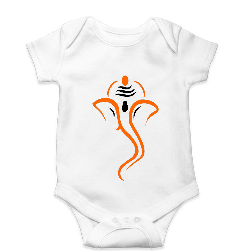 Ganpati JI(Ganesh) Kids Romper For Baby Boy/Girl-0-5 Months(18 Inches)-White-Ektarfa.online