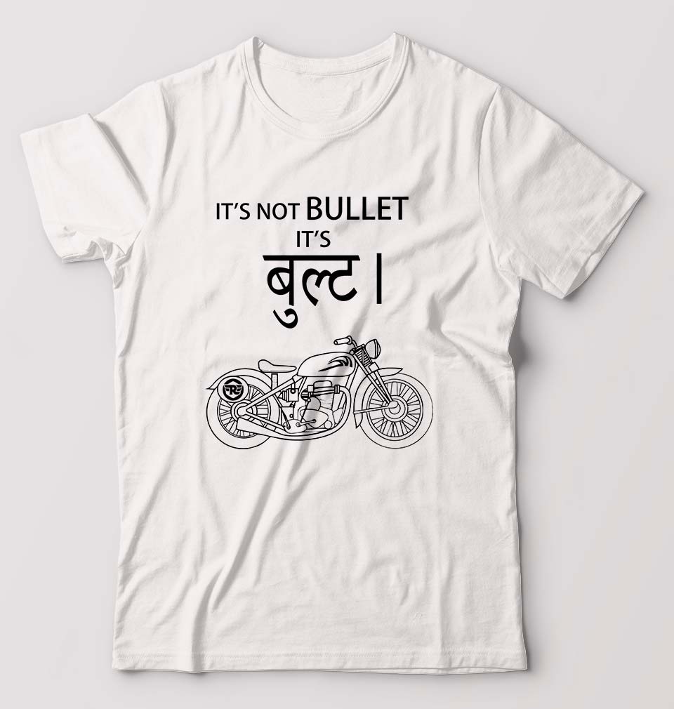 Royal Enfield Bullet T-Shirt for Men-S(38 Inches)-White-Ektarfa.online