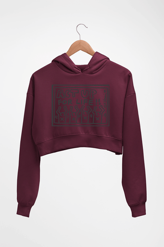 Keith Haring Crop HOODIE FOR WOMEN-Maroon-Ektarfa.online