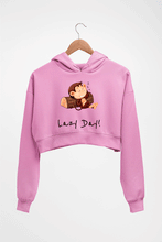 Load image into Gallery viewer, Monkey Lazy Day Crop HOODIE FOR WOMEN-Light Baby Pink-Ektarfa.online
