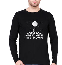 Load image into Gallery viewer, Moon Space Full Sleeves T-Shirt for Men-S(38 Inches)-Black-Ektarfa.online
