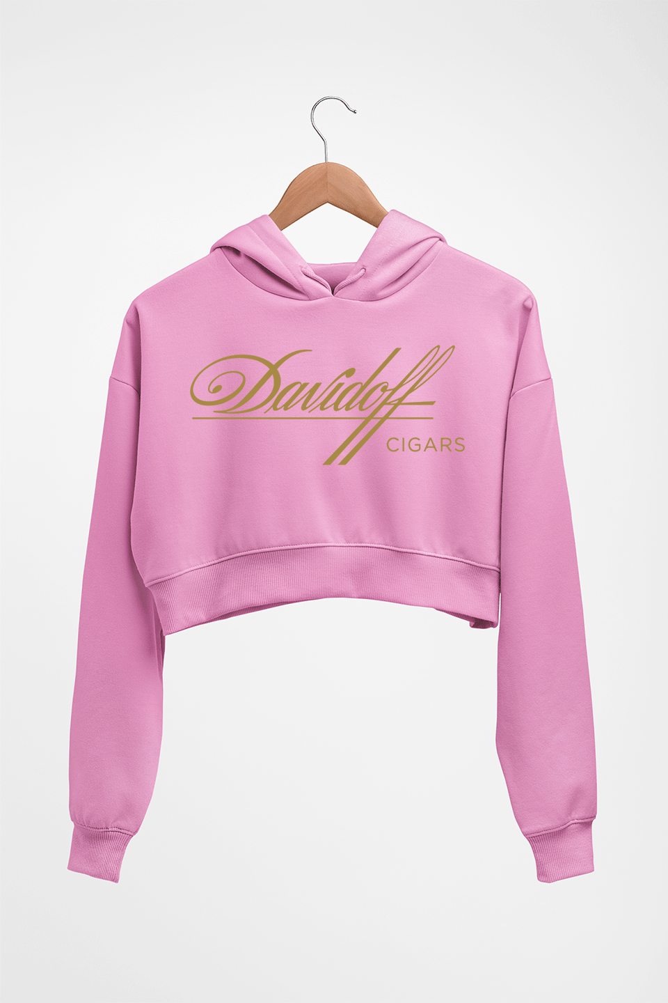 Davidoff Cigars Crop HOODIE FOR WOMEN-Light Baby Pink-Ektarfa.online