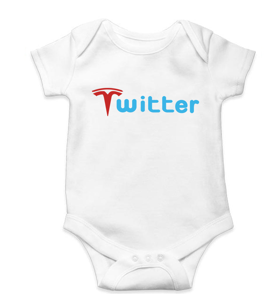 Elon Musk Twitter x Tesla Kids Romper For Baby Boy/Girl-White-Ektarfa.online