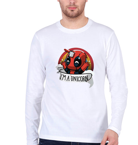 Deadpool Unicorn Full Sleeves T-Shirt for Men-White-Ektarfa.online