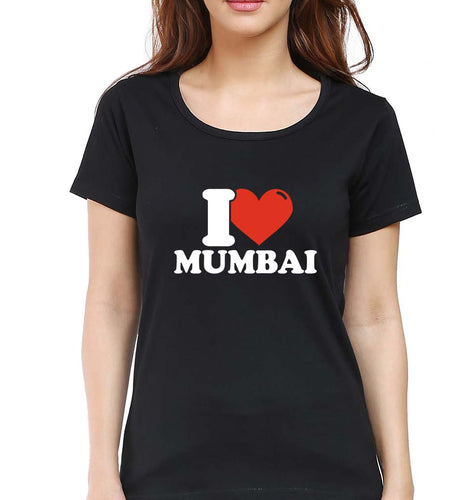 I Love Mumbai T-Shirt for Women-Black-Ektarfa.online
