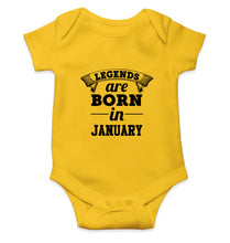 Load image into Gallery viewer, Legends are Born in January Kids Romper For Baby Boy/Girl-0-5 Months(18 Inches)-Yellow-Ektarfa.online
