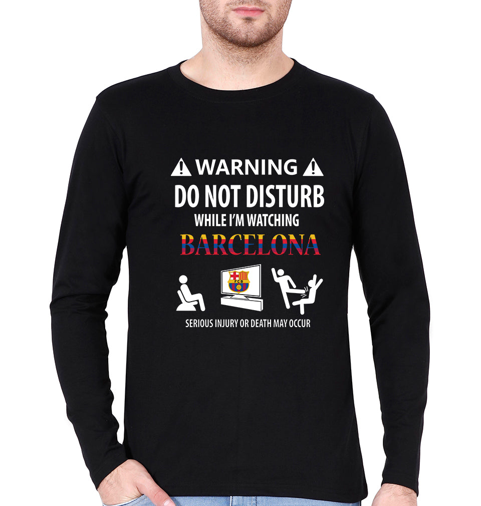 Warning FCB Full Sleeves T-Shirt for Men-Black-Ektarfa.online