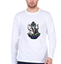 Load image into Gallery viewer, Psychedelic Ganesha Full Sleeves T-Shirt for Men-S(38 Inches)-White-Ektarfa.online
