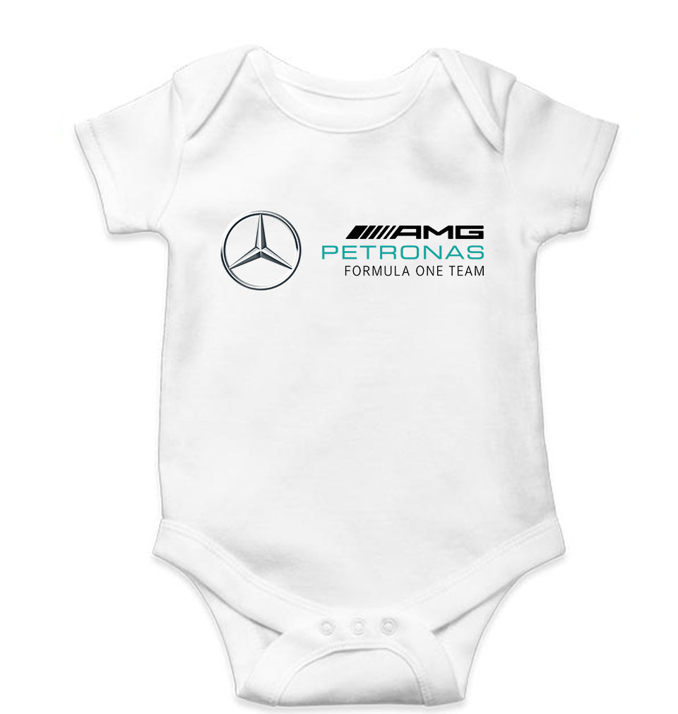 Mercedes AMG Petronas F1 Kids Romper For Baby Boy/Girl-0-5 Months(18 Inches)-White-Ektarfa.online