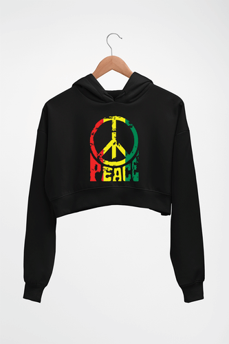 Bob Marley Peace Crop HOODIE FOR WOMEN-Black-Ektarfa.online