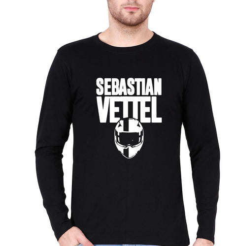 Sebastian Vettel F1 Full Sleeves T-Shirt for Men-Black-Ektarfa.online