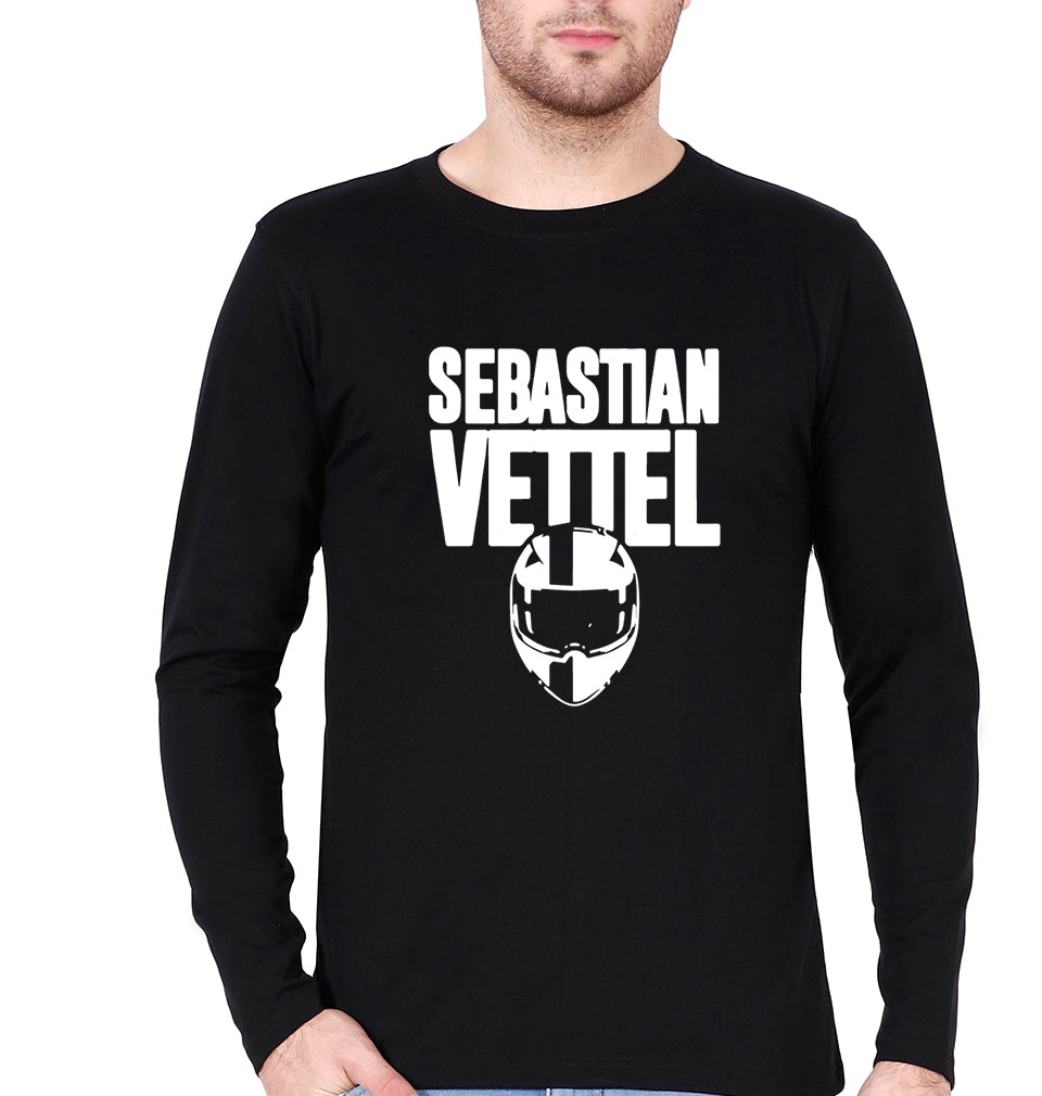 Sebastian Vettel F1 Full Sleeves T-Shirt for Men-Black-Ektarfa.online