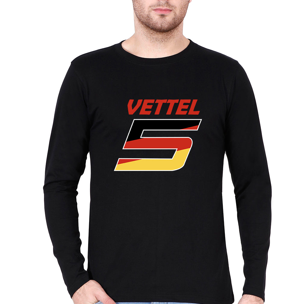 Sebastian Vettel F1 Full Sleeves T-Shirt for Men-Black-Ektarfa.online